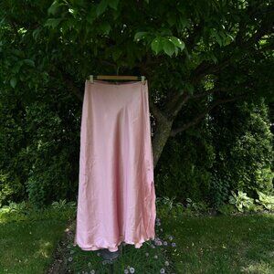 Blush Pink Satin Skirt – Silky High-Waisted Slip Style